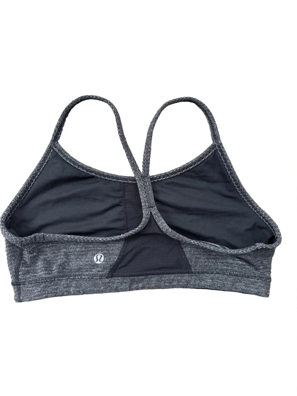 Lululemon Flow Y Bra Heathered Gray Black Racerback Sports Bra Size 8